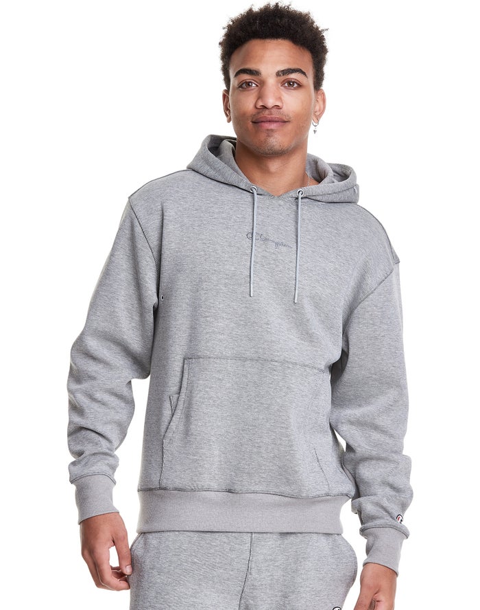 Sudadera Con Capucha Champion Hombre - Tech Weave Script Logo ( Gris ) 4703695-DC